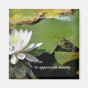 Frog och Vatten Lily Inspirational Quote Magnet