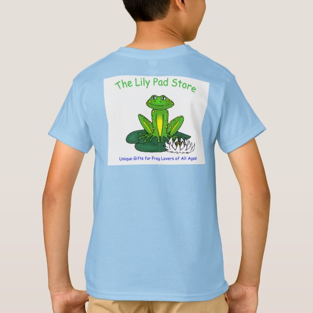 Frog on a Lily Pad Kid's Light Blue T-Shirt (Baksida)