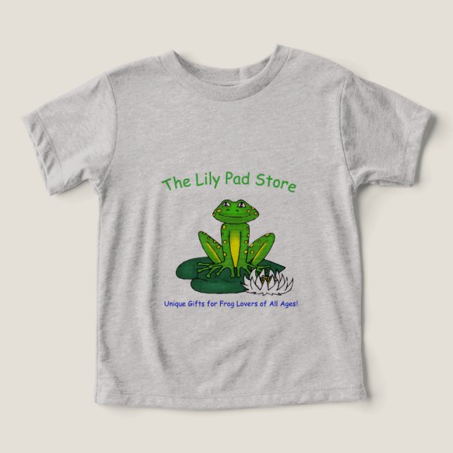 Frog on a Lily Pad Light Gray  T Shirt (Design Framsida)