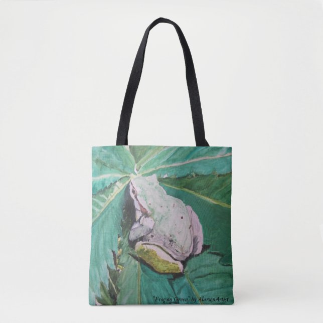 "Frog on Grönt" av AlarsenArtist Tote Bag Tygkasse (Framsida)