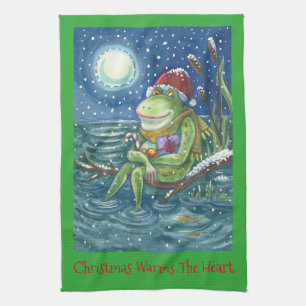 Frog On Log KITCHEN CHRISTMAS TOWEL Kökshandduk