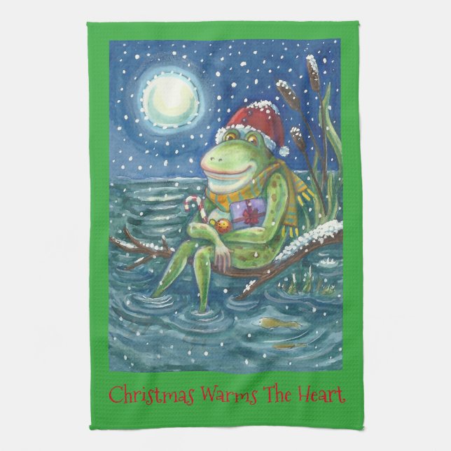 Frog On Log KITCHEN CHRISTMAS TOWEL Kökshandduk (Vertikal)