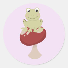 Frog on Mushroom Runt Klistermärke