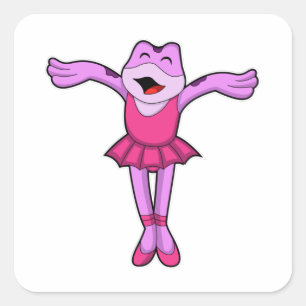 Frog på Ballet Dance med Skirt Fyrkantigt Klistermärke