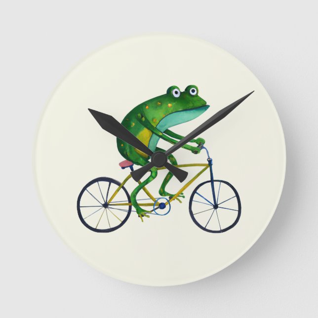 Frog på cykel rund klocka (Framsida)
