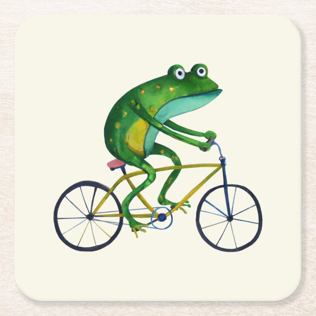 Frog på cykel underlägg papper kvadrat (Framsidan)