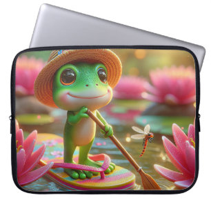 Frog på en flip-flop i en damm laptop fodral