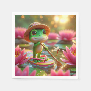 Frog på en flip-flop i en damm pappersservett