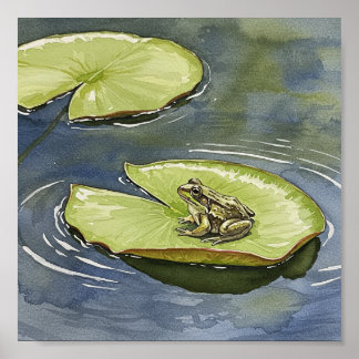 Frog på en Lily Pad Poster
