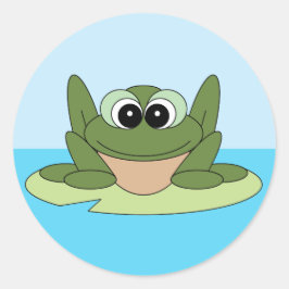 Frog på en Lily Pad Sticker Runt Klistermärke