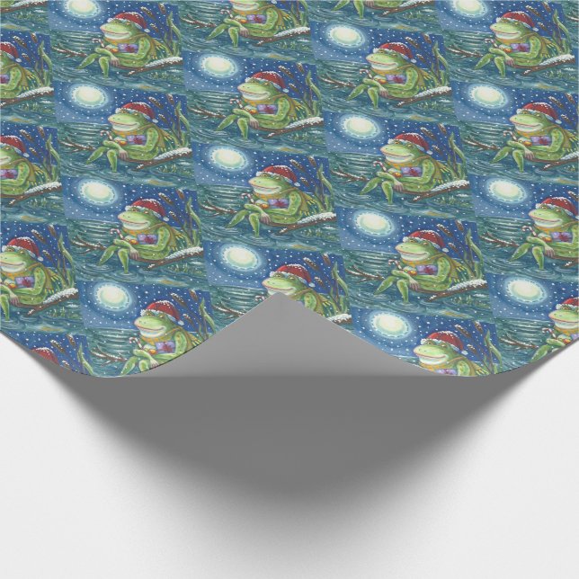 FROG PÅ EN LOG CHRISTMAS HELGDAG WRAPPPPING PAPPER PRESENTPAPPER (Hörn)