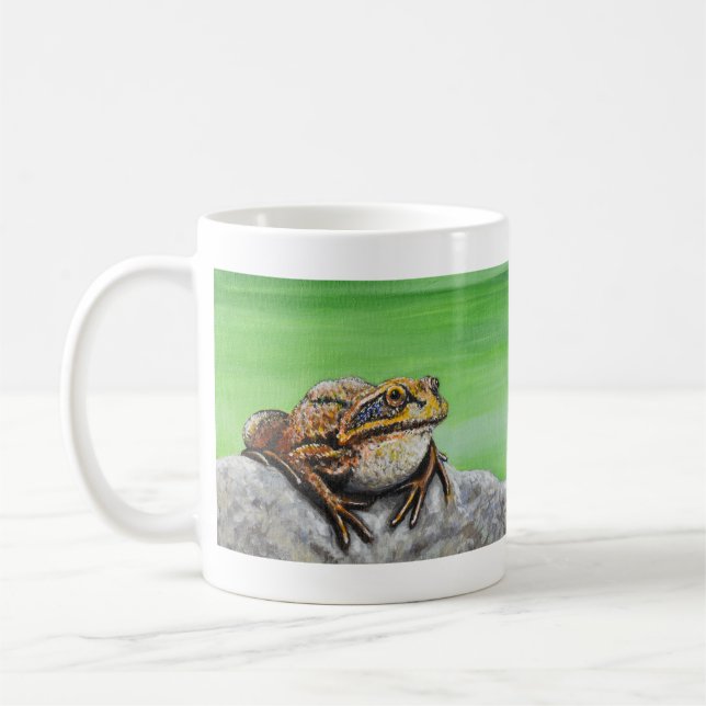 Frog på en Sten-målning Kaffemugg (Vänster)