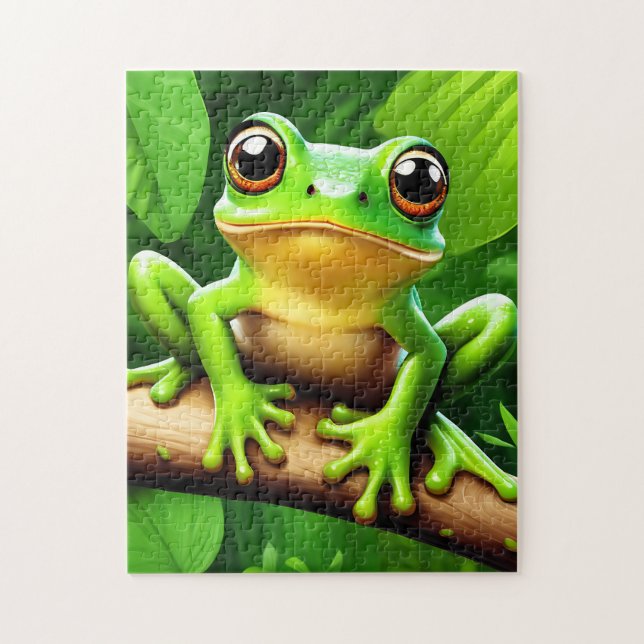 Frog på gren naturart Art Pussel (Vertikal)