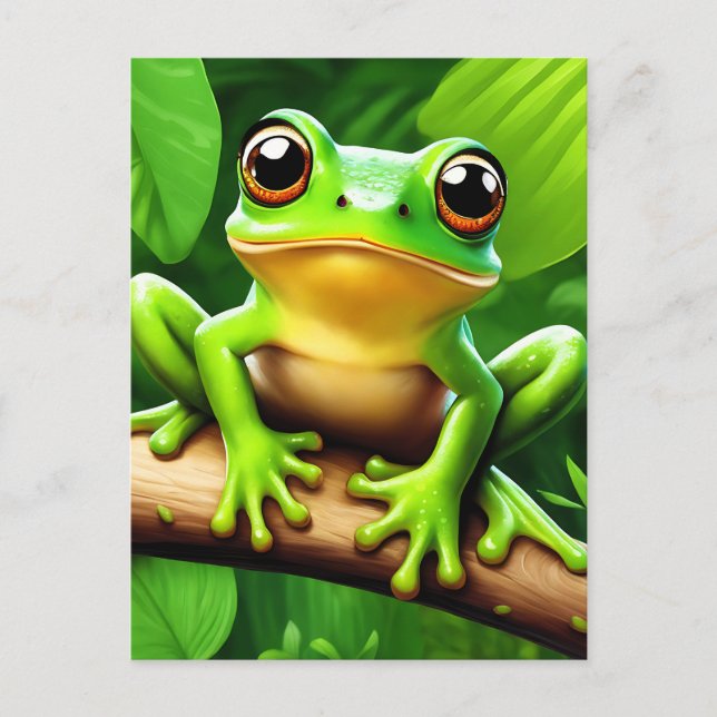 Frog på gren naturart Art Vykort (Framsida)