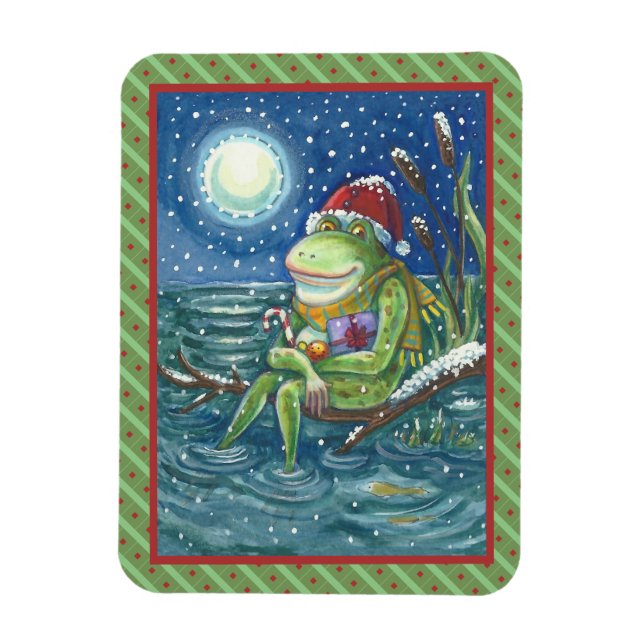 FROG PÅ LÅGVAROR HJÄRTA, FUNNY, CUTCHRISTMAS MAGNET (Vertikal)