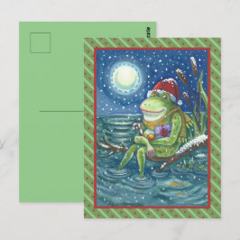 FROG PÅ LÅGVAROR HJÄRTA, FUNNY, CUTCHRISTMAS VYKORT