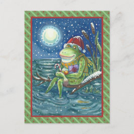 FROG PÅ LÅGVAROR HJÄRTA, FUNNY, CUTCHRISTMAS VYKORT