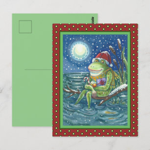 FROG PÅ LÅGVAROR HJÄRTA, FUNNY, CUTCHRISTMAS VYKORT
