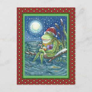 FROG PÅ LÅGVAROR HJÄRTA, FUNNY, CUTCHRISTMAS VYKORT