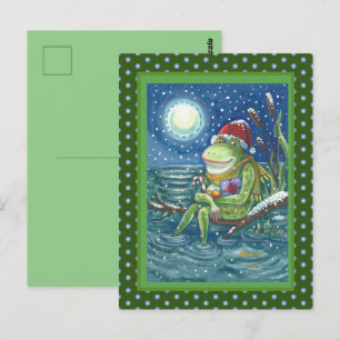 FROG PÅ LÅGVAROR HJÄRTA, FUNNY, CUTCHRISTMAS VYKORT