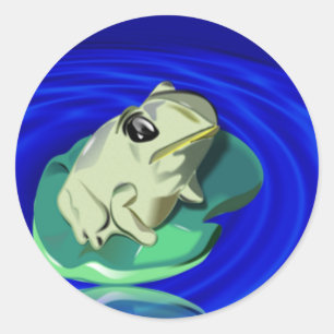 Frog på Lily Pad Stickers Runt Klistermärke
