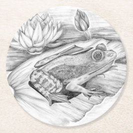 Frog på Lily Pad Underlägg Papper Rund