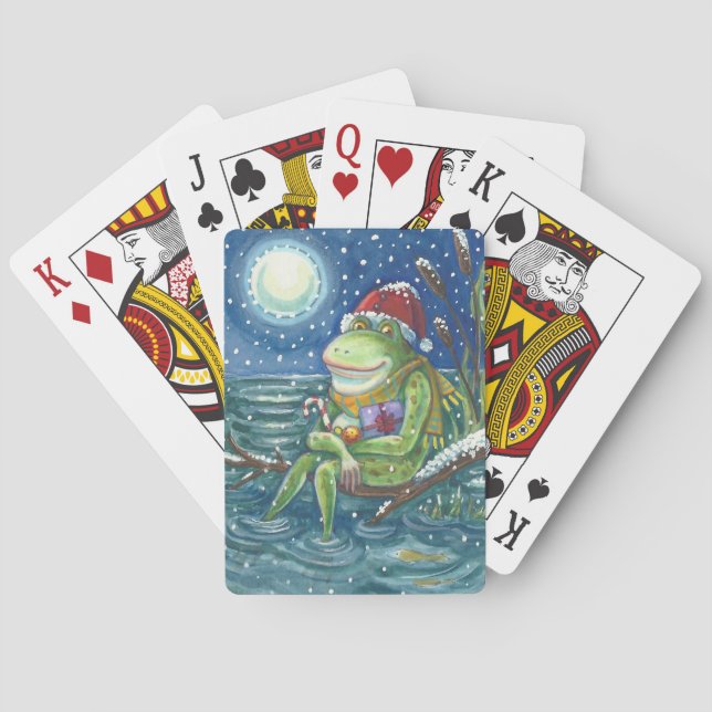 FROG PÅ LOG, CHRISTMAS DECK OF PLAYING CARDS Poker Casinokort (Baksidan)