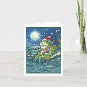 FROG PÅ LOG, HELGDAG CHRISTMAS GREETING CARD Blank Helgkort