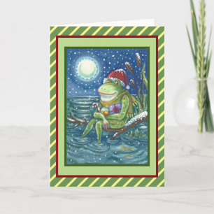 FROG PÅ LOG HELGDAG CHRISTMAS GREETING CARD Verse Helgkort