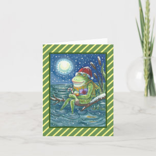 FROG PÅ LOG HELGDAG CHRISTMAS GREETING CARD Verse Helgkort
