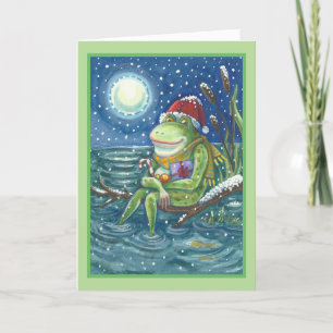 FROG PÅ LOG ROLIGT CHRISTMAS GREETING CARD Verse Helgkort