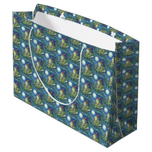 FROG PÅ LOG SANTA, CHRISTMAS LARGE GIFT BAG