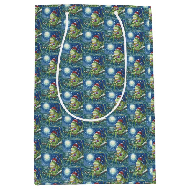 FROG PÅ LOG SANTA, CHRISTMAS MEDIUM GIFT BAG (Framsidan)