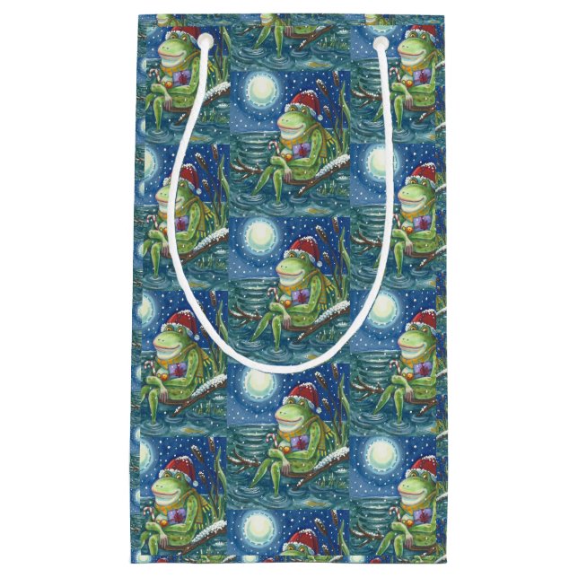 FROG PÅ LOG SANTA, CHRISTMAS SMALL GIFT BAG (Framsidan)