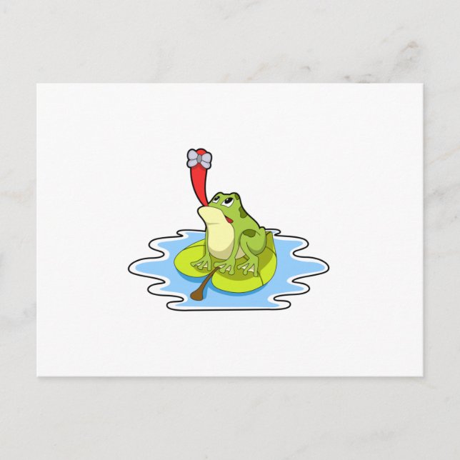 Frog på Löv med Insekt Vykort (Framsida)
