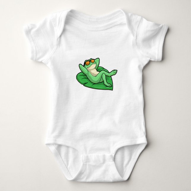 Frog på Löv med solglasögon T Shirt (Framsida)