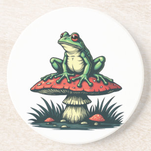 Frog på Mushroom Cottagecore Forest Magic Fungi Underlägg