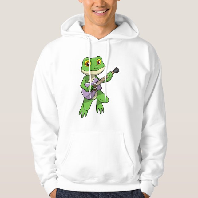 Frog på Music med Guitar Hoodie (Framsida)