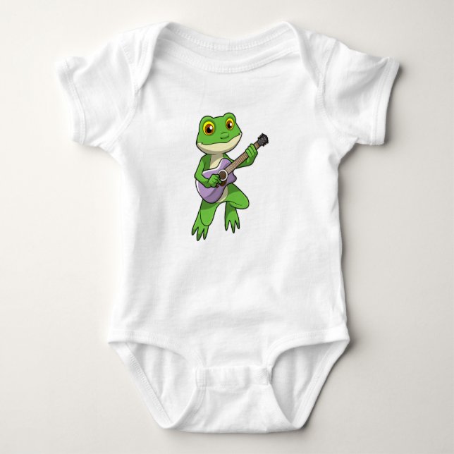 Frog på Music med Guitar T Shirt (Framsida)
