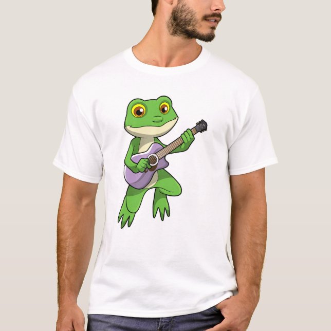 Frog på Music med Guitar T Shirt (Framsida)