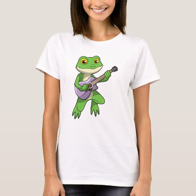 Frog på Music med Guitar T Shirt (Framsida)