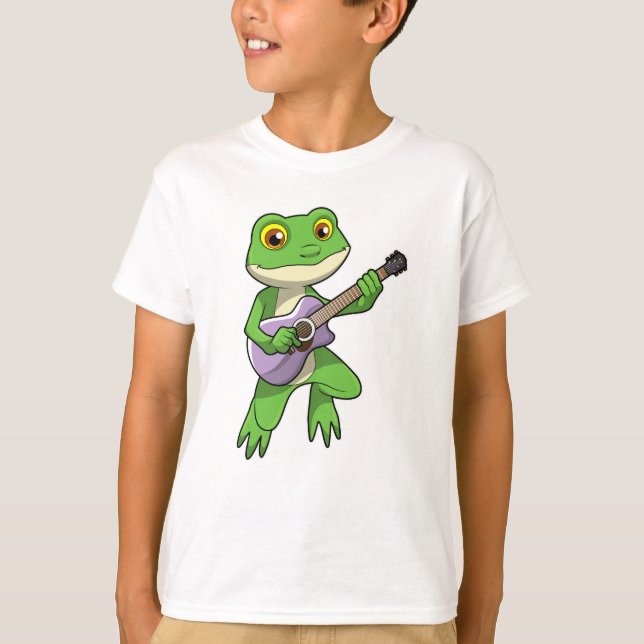 Frog på Music med Guitar T Shirt (Framsida)