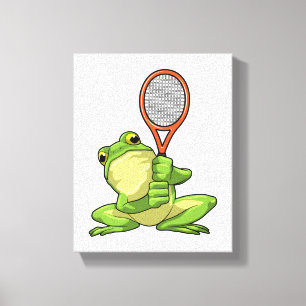 Frog på Tennis med tennis racket Canvastryck