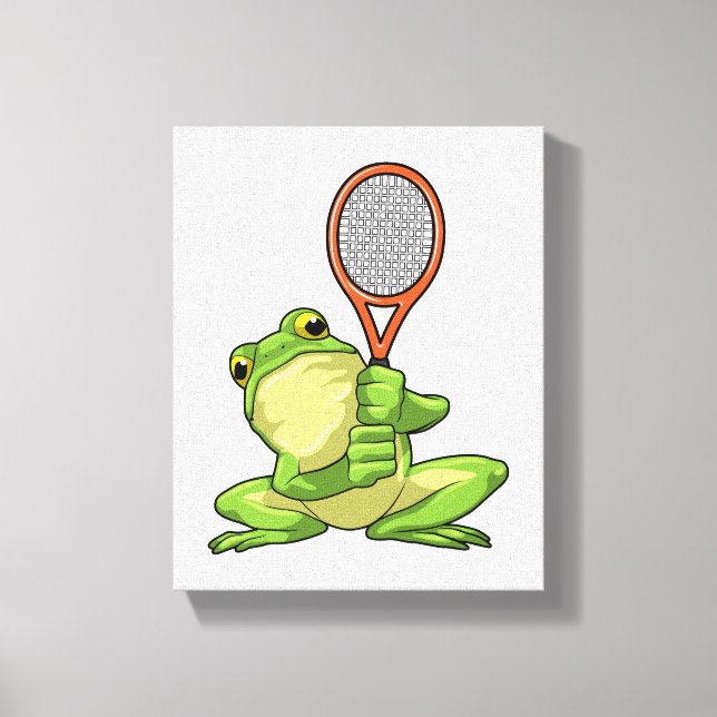 Frog på Tennis med tennis racket Canvastryck (Framsida)