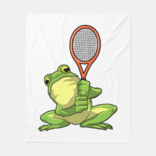 Frog på Tennis med tennis racket Fleecefilt