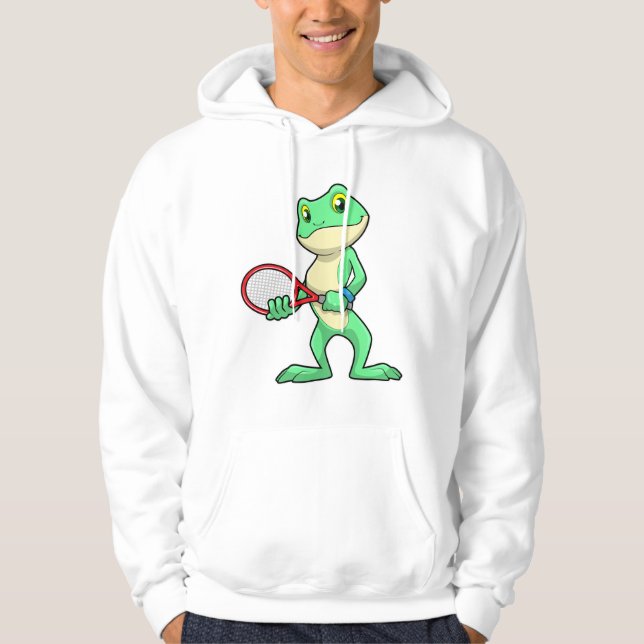 Frog på Tennis med tennis racket Hoodie (Framsida)