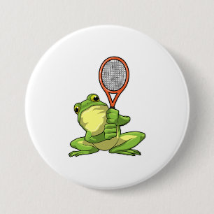 Frog på Tennis med tennis racket Knapp