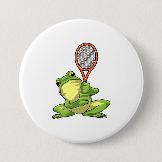 Frog på Tennis med tennis racket Knapp (Framsida)