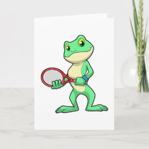 Frog på Tennis med tennis racket Kort