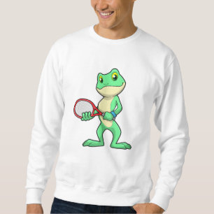 Frog på Tennis med tennis racket Lång Ärmad Tröja